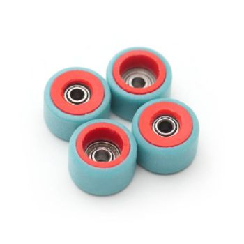 FlatFace Dual Durometer Bearing Wheels - Red/Turquoise